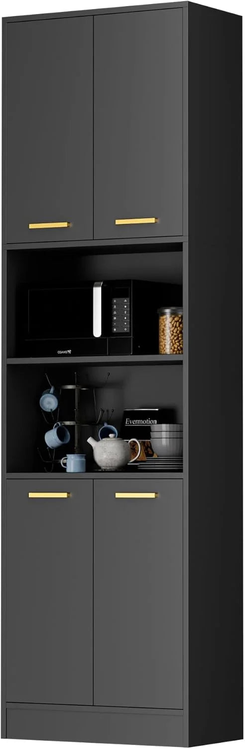 Kitchen Pantry Cabinet, Wood Storage Cabinet with Doors and Shelves