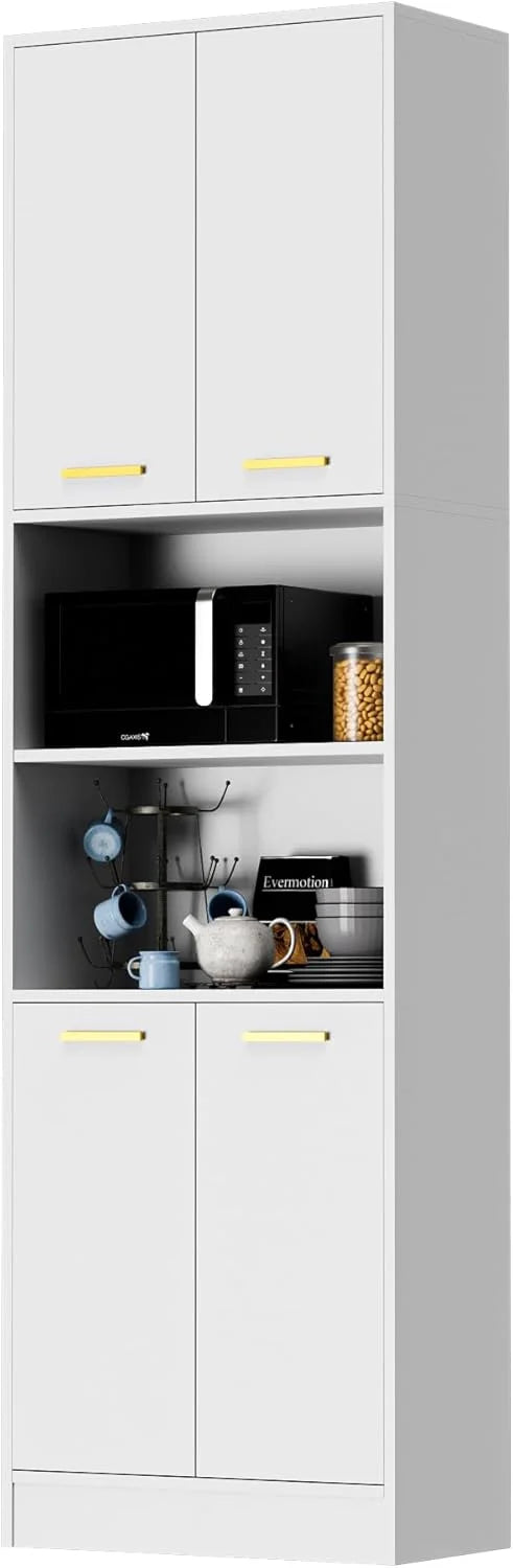 Kitchen Pantry Cabinet, Wood Storage Cabinet with Doors and Shelves