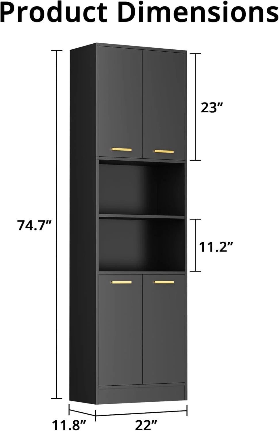 Kitchen Pantry Cabinet, Wood Storage Cabinet with Doors and Shelves