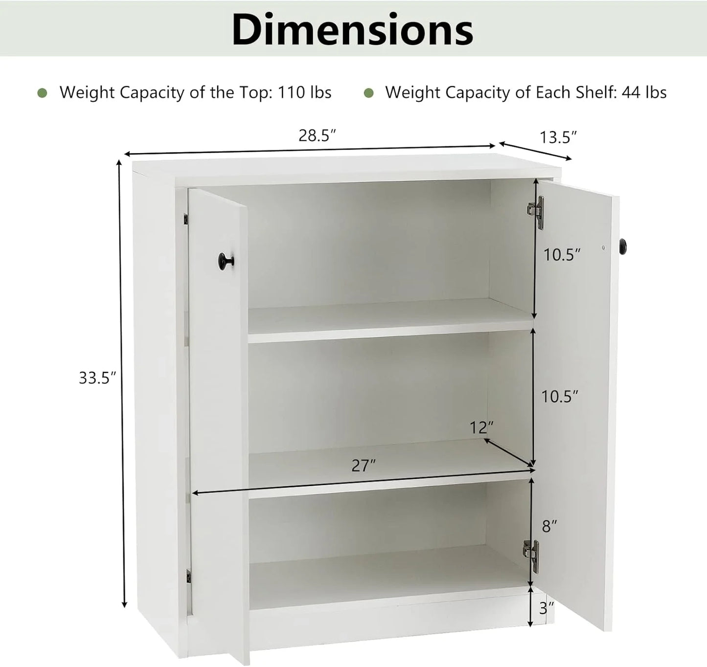 2-Door Storage Cabinet, Modern Floor Cabinet