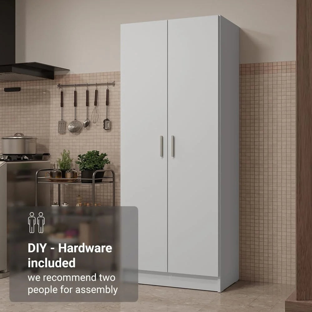 Kitchen Pantry Storage Cabinet 2 Doors with 5 Utility Shelves
