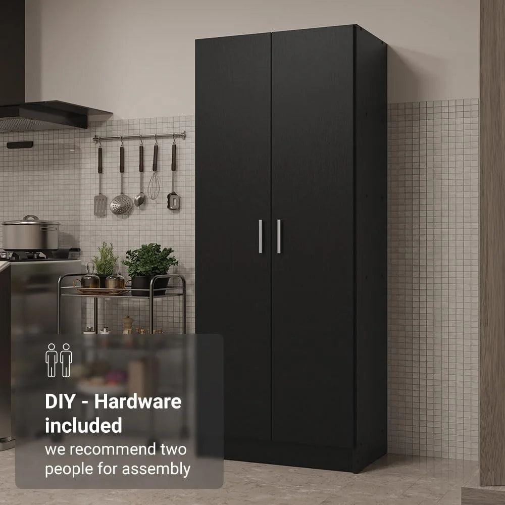Kitchen Pantry Storage Cabinet 2 Doors with 5 Utility Shelves