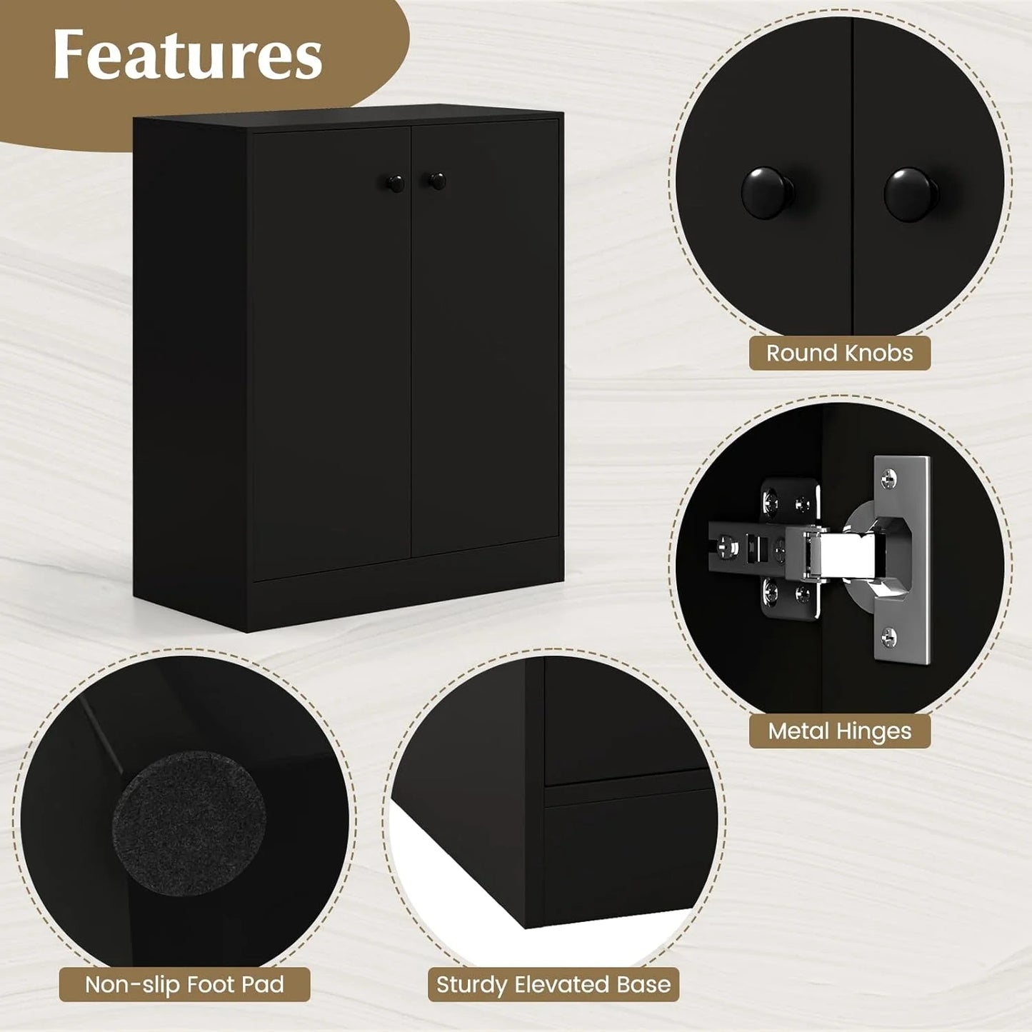 2-Door Storage Cabinet, Modern Floor Cabinet