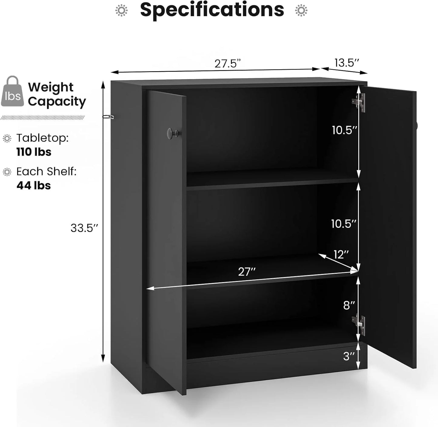 2-Door Storage Cabinet, Modern Floor Cabinet