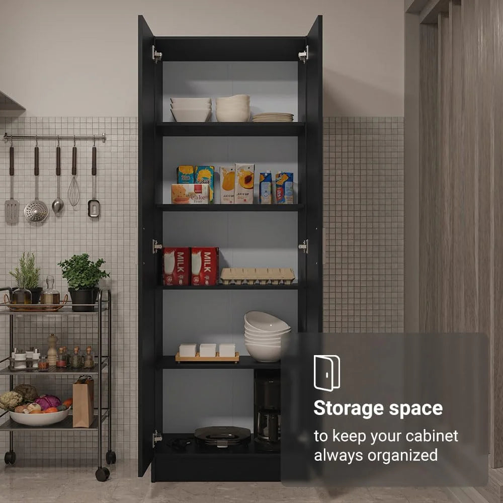 Kitchen Pantry Storage Cabinet 2 Doors with 5 Utility Shelves