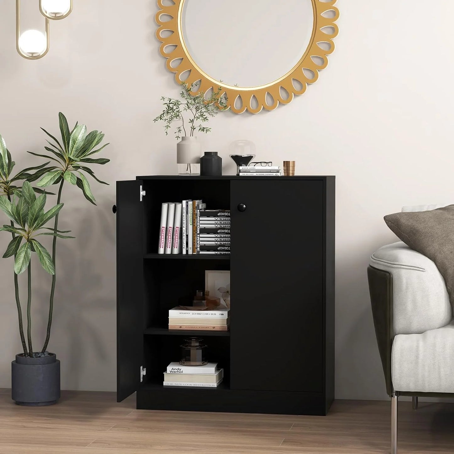 2-Door Storage Cabinet, Modern Floor Cabinet