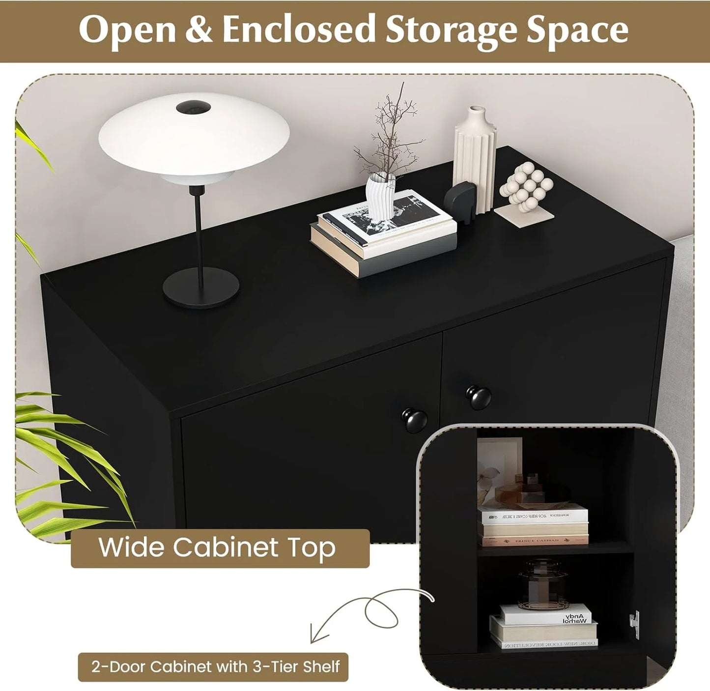 2-Door Storage Cabinet, Modern Floor Cabinet