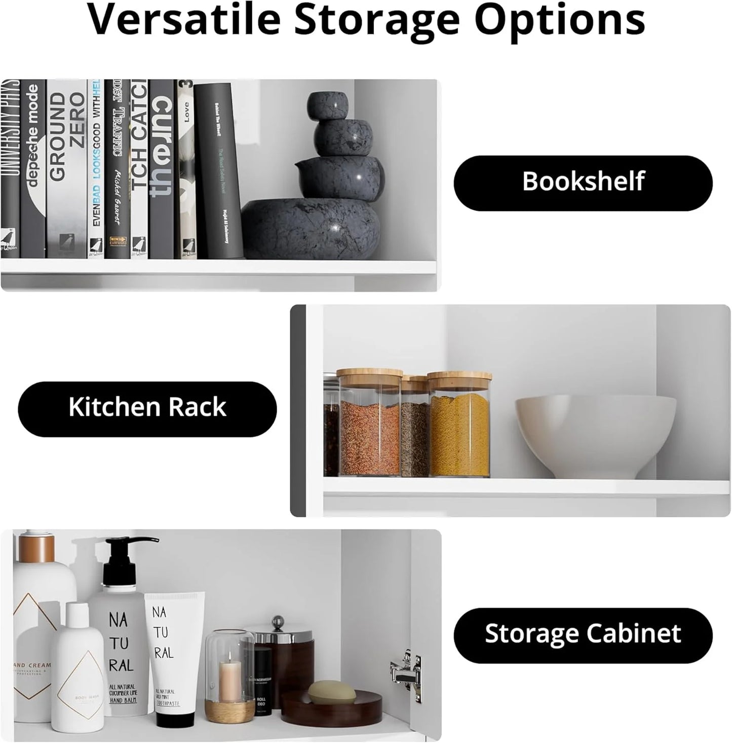 Kitchen Pantry Cabinet, Wood Storage Cabinet with Doors and Shelves