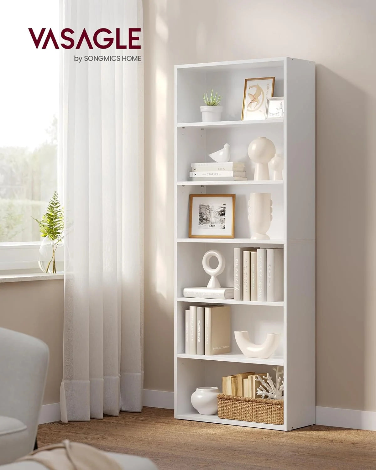 Bookshelf, 6-Tier Bookcase, Book Shelf, Open Storage Shelf