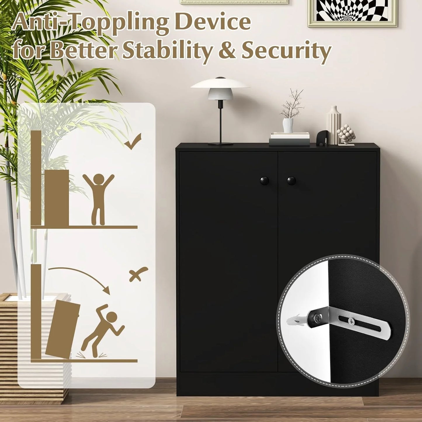 2-Door Storage Cabinet, Modern Floor Cabinet