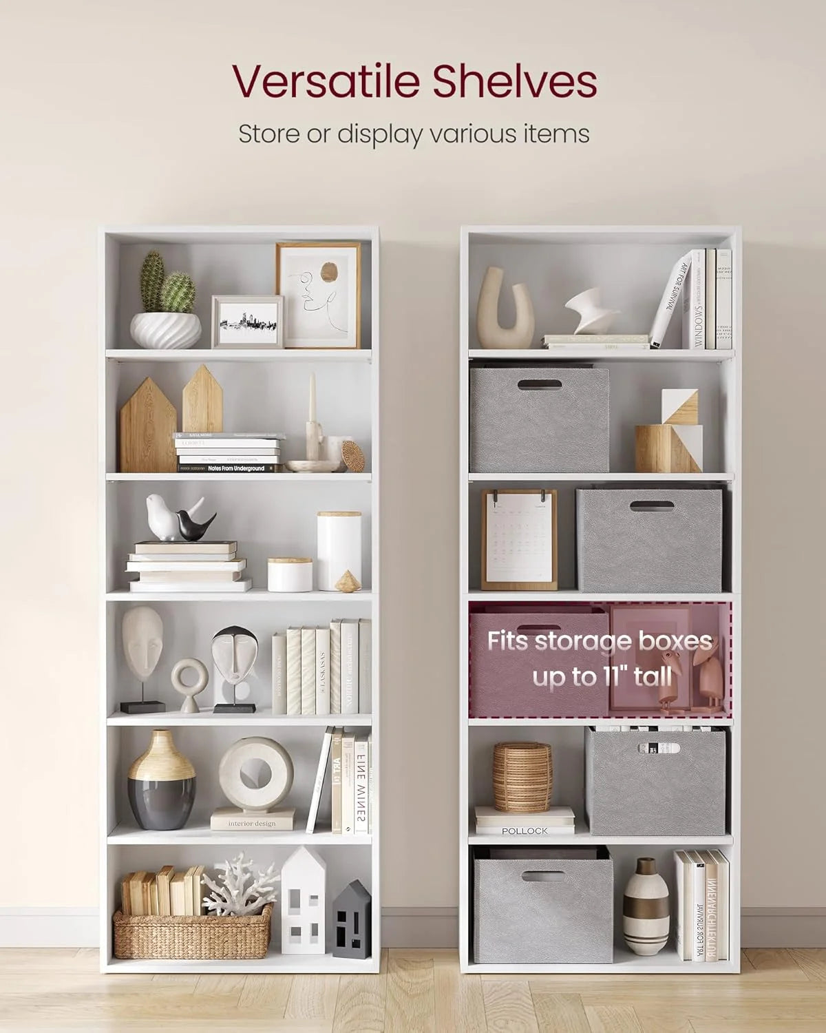 Bookshelf, 6-Tier Bookcase, Book Shelf, Open Storage Shelf