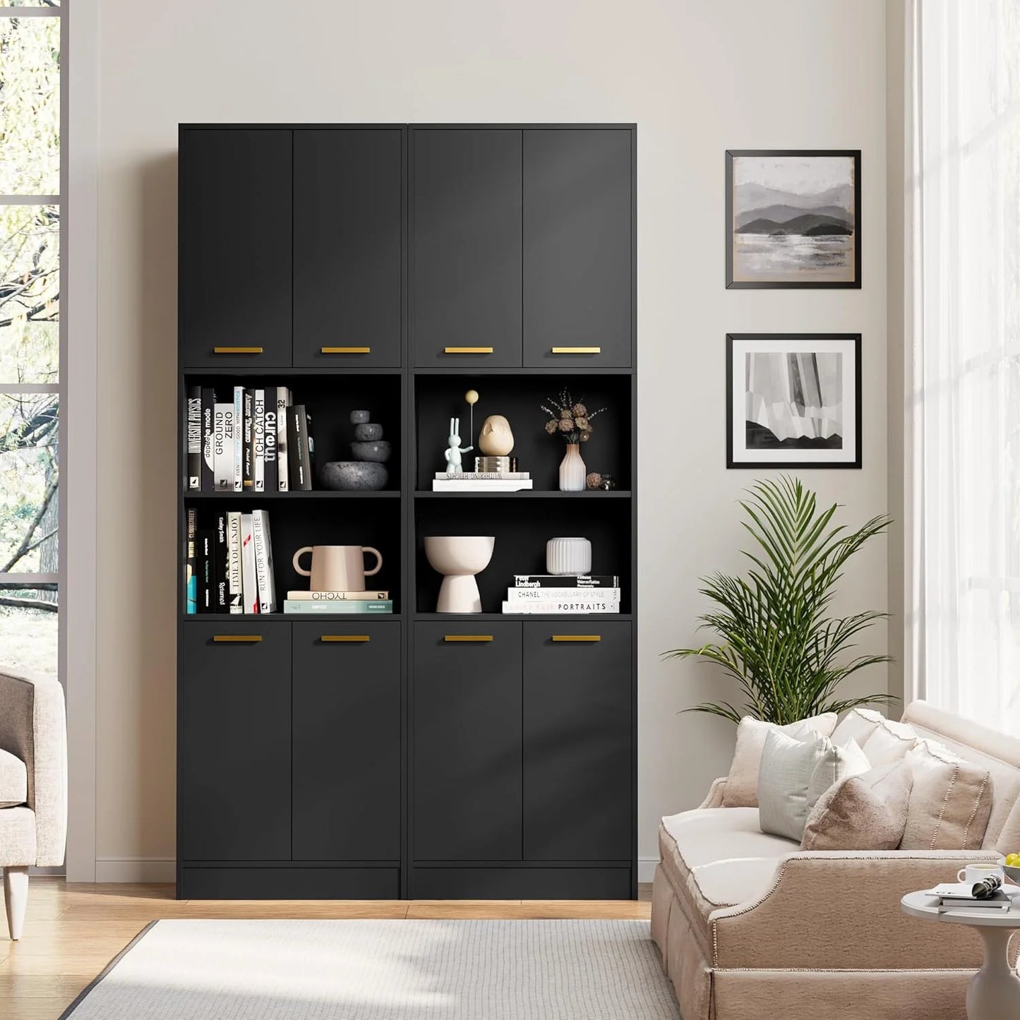 Kitchen Pantry Cabinet, Wood Storage Cabinet with Doors and Shelves
