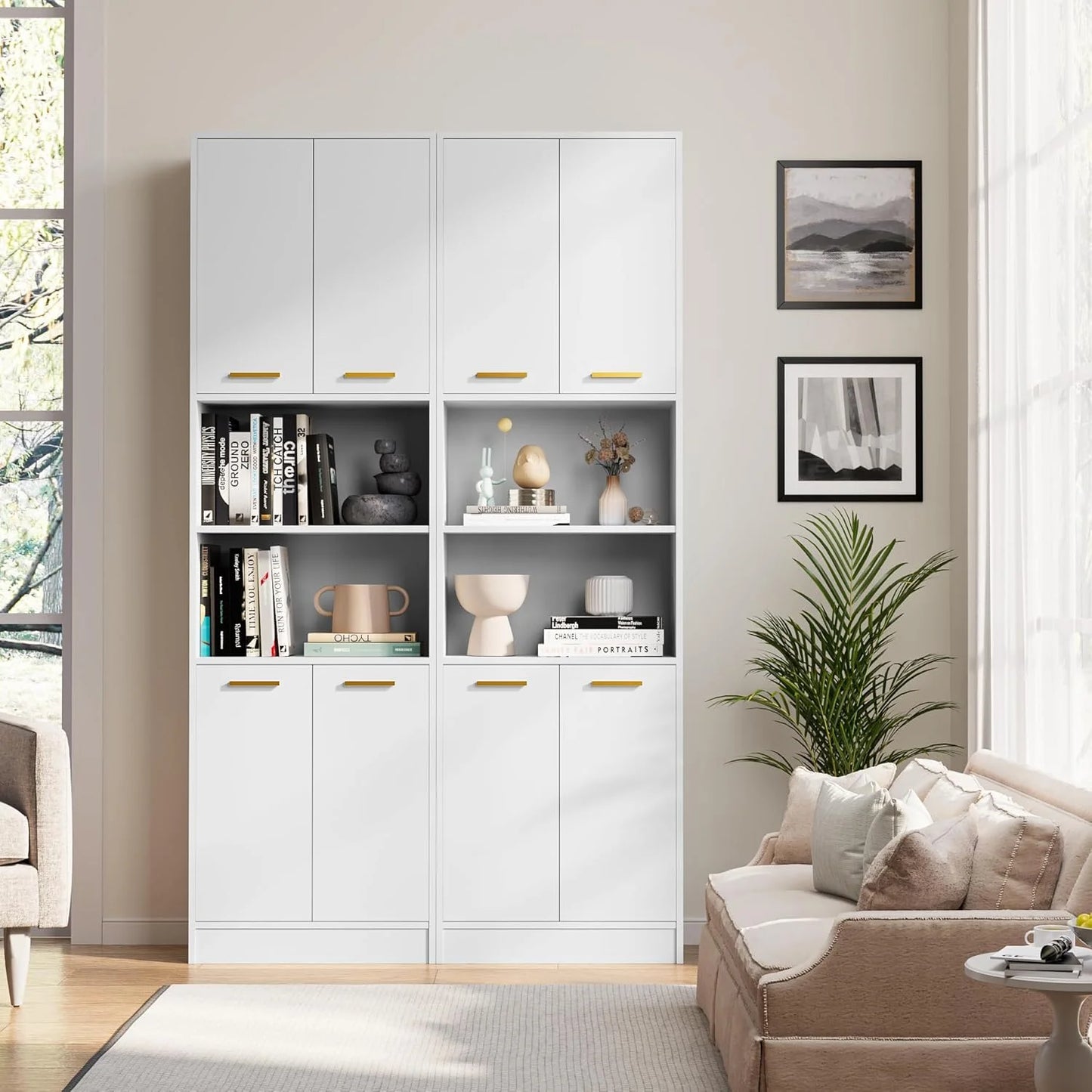 Kitchen Pantry Cabinet, Wood Storage Cabinet with Doors and Shelves