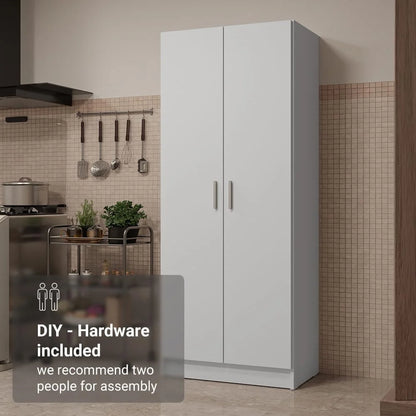Kitchen Pantry Storage Cabinet 2 Doors with 5 Utility Shelves