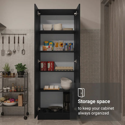 Kitchen Pantry Storage Cabinet 2 Doors with 5 Utility Shelves