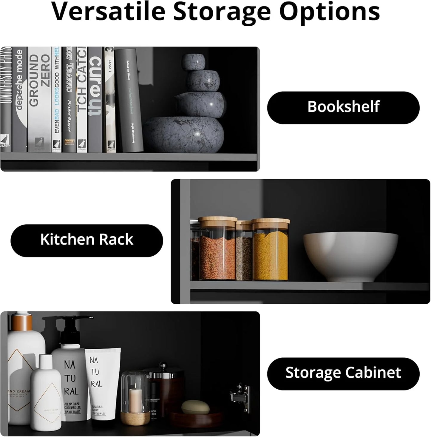 Kitchen Pantry Cabinet, Wood Storage Cabinet with Doors and Shelves