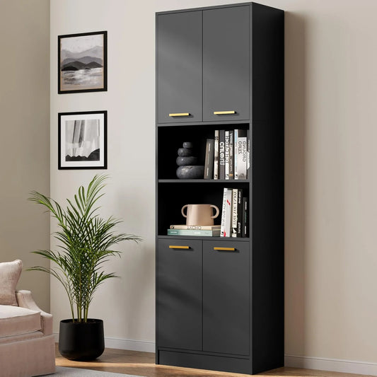 Kitchen Pantry Cabinet, Wood Storage Cabinet with Doors and Shelves