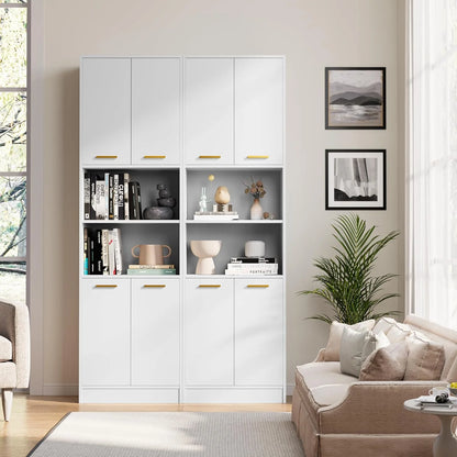 Kitchen Pantry Cabinet, Wood Storage Cabinet with Doors and Shelves